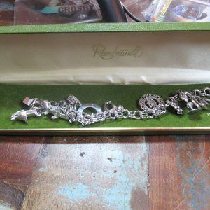 Vintage Stamped Rembrandt Silver Bracelet with charms including U of  T
